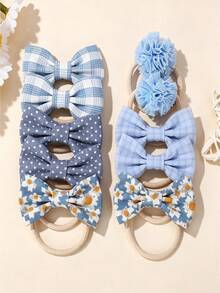 10-Piece Set In Solid Color Bows In Candy Shades, Made Of Soft Fabric And With Elastic Coils, Perfect For Pairing With Various Headbands. - Multicolor - View 6