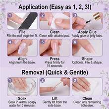 Handmade Press On Nails, Short Square Acrylic Fake Nails With 3D White Flower & Black French Tip, Reusable Elegant False Nails For Women - Nhiều màu - Xem 6