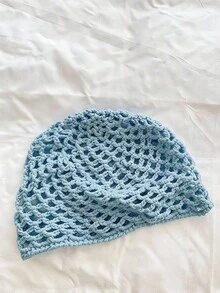 1 pièce Chapeau tricoté fait main, style mode décontracté Y2K, couleur contrastée, aéré et creux. Convient pour la sortie, la photographie, le port quotidien, chapeau de seau, été, plage - creux - Voir 7