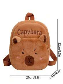 1 pieza Mochila linda y suave de peluche de capibara. Bolso cruzado ligero y de moda. Bolso de hombro portátil y con personalidad. - Marrón - Ver 11