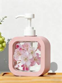 Creative Home Bathroom Dispenser Bottle, Pink Cherry Blossom Branch With Blooming And Falling Petals, Suitable For Bathroom, Kitchen, Sink, Can Hold Hand Soap, Hand Wash, Body Wash, Etc., Creative Hand Soap Bottle, Dispenser Bottle, Bathroom Supplies - Multicolor - View 3