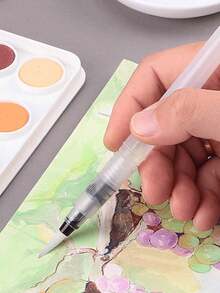 Watercolor Pencils & Water Brush Pen Set For Solid Watercolor, Refillable Nylon Brush With Fine Point & Flat Tip - A - View 3