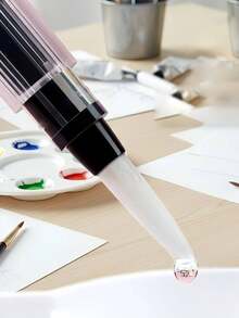 Watercolor Pencils & Water Brush Pen Set For Solid Watercolor, Refillable Nylon Brush With Fine Point & Flat Tip - A - View 1