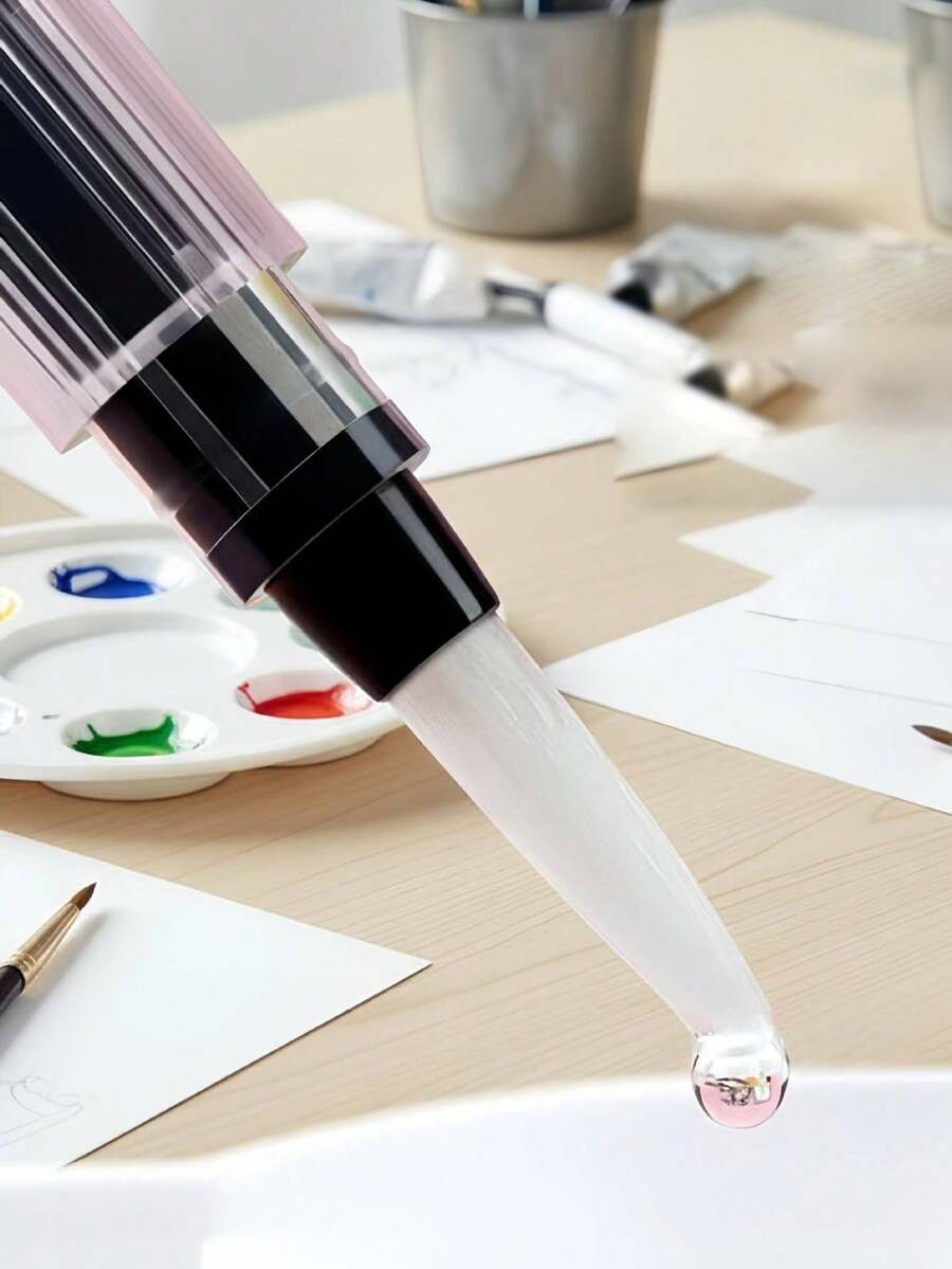 Watercolor Pencils & Water Brush Pen Set For Solid Watercolor, Refillable Nylon Brush With Fine Point & Flat Tip - A - View 1
