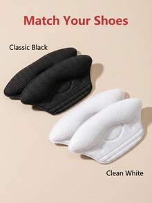 2pcs Minimalist Heel Protector Stickers, Soft Cotton Comfortable Anti-Friction Heel Pads, Suitable For Sports Shoes - Multicolor - View 2