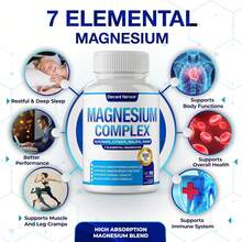 Magnesium Complex 7 Elemental Magnesium Supplement 1000mg – Magnesium Glycinate, Citrate, Malate, Taurate, Oxide, Aspartate, Orotate Non-GMO 90 Capsules - 3 件裝 - 查看 2