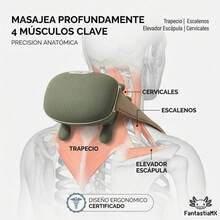 Masajeador de Cuello y Hombros Premium, Diseño Biónico de Manos Reales con Calefacción Ajustable 40°/45°, Inalámbrico con Malla Transpirable para Relajación Multiescena - Verde - Ver 5