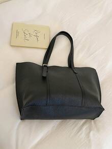 Large Capacity Handbag For Women, New Minimalist Fashion Versatile Commuter Shoulder Tote Bag - Black - View 11
