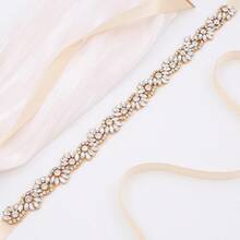 1pc Crystal Embellished Bridal Sash, Rhinestone Wedding Dress Sash - A - View 8
