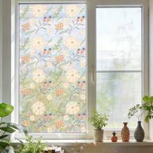 1/4pcs Rainbow Flower Static Cling Window Film, Holographic Privacy Window Sticker, Removable Floral Decorative Window Film, Suitable For Home Balcony Living Room - Multicolor - View 5
