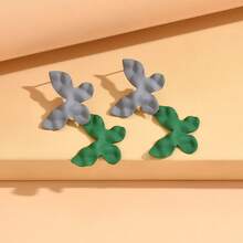 2 piezas Pendientes con diseño de mariposa en bloques de color a la moda, adecuados para vacaciones, uso diario casual - Mariposa - Ver 3