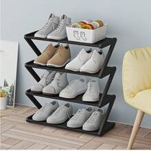 1pc 4-Tier Z-Shaped Plastic Shoe Rack, Freestanding Large Capacity Multi-Functional Storage Organizer, Tool-Free Easy Assembly, Stackable & Space Saving. Holds Shoes, Boots, Sundries; Perfect For Hallway, Wardrobe, Living Room, Bedroom & Dorm - Multicolor - View 10
