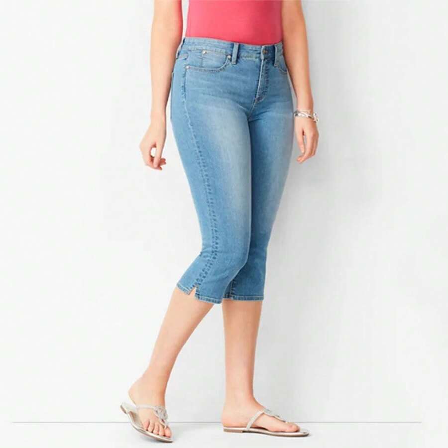 Leggings de mezclilla para mujer, pantalones elásticos ajustados para levantar glúteos, Capri, moda de verano, 2023 - azul claro - Ver 1