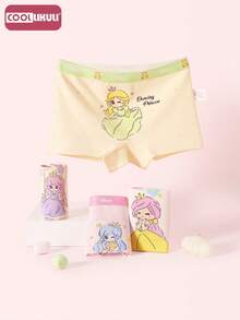 Coollikuli Set 4 Buah Celana Dalam Pendek Anak Perempuan Motif Putri Lucu, Menampilkan Bunga, Pita, dan Desain Empat Sudut Berwarna-warni yang Modis untuk Anak Perempuan. - MultiWarna - View 4
