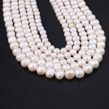 1 Untai Mutiara Air Tawar Alami Kelas AA, Bentuk Hampir Bulat, Manik-manik Lepas, Cocok untuk Pembuatan Perhiasan, Gelang DIY, Kalung, dan Aksesoris Lainnya - Putih - View 7