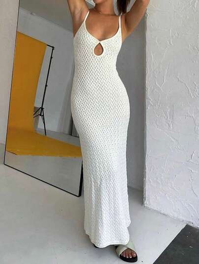 Just Masa 女士夏季休闲优雅连衣裙，纯色简约修身性感露背针织吊带裙，适合休闲度假、海滩、晚间约会、假日、日常简约穿着
