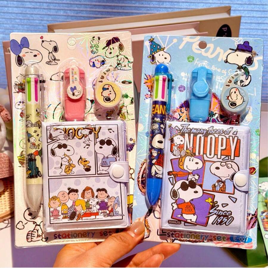 Bộ văn phòng phẩm Snoopy Peanut Comics 4 món/bộ, đồ dùng học tập 4 trong 1, quà tặng học sinh/tiệc tùng/mùa tựu trường (Kiểu ngẫu nhiên) - Nhiều màu - Xem 1