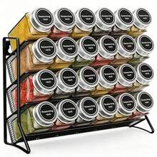 Estantería para especias de metal de 4 niveles de gran resistencia | Organizador de almacenamiento para encimera con diseño de almacenamiento vertical para ahorrar espacio, adecuado para botellas de especias, utensilios de cocina y herramientas de repostería (montable en pared, estantes ajustables) - Multicolor - Ver 15