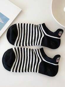 5/10 Đôi tất cổ ngắn unisex họa tiết sọc bò đen trắng, thiết kế hoạt hình dễ thương, thích hợp mặc hàng ngày, mọi mùa. - Nhiều màu - Xem 7