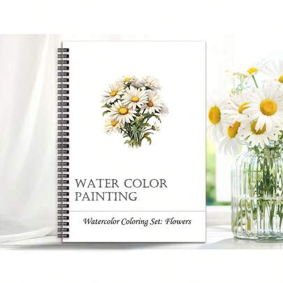 1 cuốn sổ vẽ màu nước mới, có đường viền, phù hợp cho người mới bắt đầu, gáy xoắn, các trang có thể tháo rời, dễ tô màu, thư giãn và giải trí, thích hợp để giết thời gian, có thể dùng làm quà tặng (không bao gồm bút).