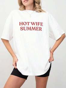 Camiseta con Estampado de Lema de Verano para Mujer, Top de Manga Corta con Temática de Vacaciones de Verano para Mujer, Camiseta Gráfica Casual con Humor, Ropa de Vacaciones para Mujer, Playeras de mujer - Blanco - Ver 8