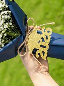 1/24pcs 2026 Graduation Party Decorations - Glitter Graduation Cap Tags, Colorful Paper Vase Centerpieces, Paper Material, Suitable For Graduation Centerpiece Decor, Graduation Party Decorations - Multicolor - View 2