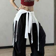 1pc Shiny Jazz Dance New Sexy Sequin Flowy Top, Belly Dance Chiffon Shawl Shoulder Sleeve Shawl, Hip Scarf, Waist Scarf, Skirt, Suitable For Stage Performance, Nightclub, Disco, Festival, Party, Banquet - Áo khoác ngoài màu đen (có thể dùng như thắt lưng) - Xem 2