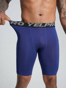 Compression Shorts With Pockets, Moisture-Wicking Elastic Tight Shorts For Fitness, Outdoor Sports, Running, Training - Royal Blue - View 6