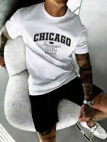Men's Letter Print T-Shirt - White - View 1