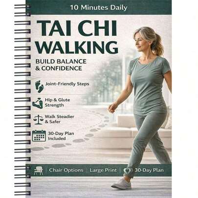 10 phút đi bộ theo bài tập Thái Cực Quyền, tăng cường thăng bằng và sự tự tin: Cung cấp vô số kỹ thuật đi bộ bảo vệ đầu gối cho người cao tuổi và người chăm sóc, giảm đau khớp, tăng cường cơ hông và mông, và ngăn ngừa các cú ngã nguy hiểm.