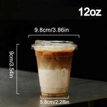 50-Pack Of 12oz/16oz Transparent Disposable Coffee Cups With Lids – Made Of Insulated Plastic Material, Leak-Proof Design, Suitable For Iced Coffee, Smoothies, And Cold Drinks, Ideal For Home, Restaurants, Beverage Shops, Parties, Picnics, And Coffee Bar Accessories - 16盎司-500毫升 - 查看 8
