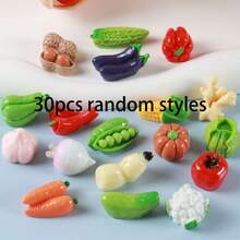 50个/30个/20个/10个/5个迷你蔬菜，逼真仿真微型蔬菜，适用于娃娃屋装饰、微景观DIY配件、微型超市蔬菜装饰、玩具套装食物道具、微场景摄影道具 - 隨機 - 查看 9