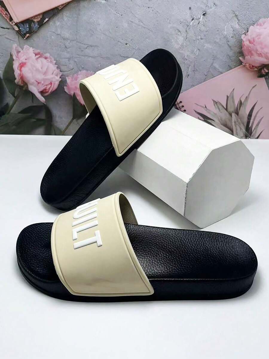 Dép lê thời trang mới cho nữ, đế cao su mềm, họa tiết chữ màu trơn, dép đi trong nhà thoải mái, dép đi trong nhà tắm tiện dụng, đa năng dùng được cả ngoài trời, thoáng khí, kiểu dáng đơn giản phù hợp cho đi làm, đi nghỉ mát, đi biển, dự tiệc, giảm sốc.