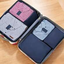 6 Piezas Juego Bolsas Organizadoras de Viaje Impermeables, Bolsas de Almacenamiento de Ropa Interior de Gran Capacidad con Cremallera, para Calcetines Sujetadores, Rosa/Azul/Gris - 6 piezas grises - Ver 13