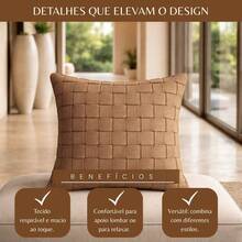 Decorative Cushion Cover In Woven Cotton Ribbon – Rustic Style – 45cm X 45cm - Chocolate Brown - View 8