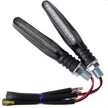 Universal 12V LED Motorcycle Turn Signals | 12 LEDs Blue Running Light And Sporty Style - Black - View 6