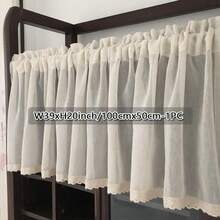 1pc Nordic Ins Style Solid Color Semi-Sheer Short Curtain, Linen Sheer Cafe Curtain, Rod Pocket Top Design For Easy Hanging, Suitable For Dining Room, Kitchen, Balcony, Entryway, Bay Window, Cafe And Home Decor - Cream White 1PC - View 10