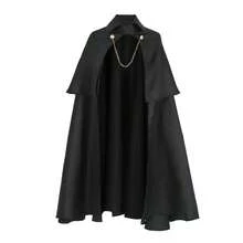 中世纪文艺复兴骑士男士斗篷，男女通用蒸汽朋克服装，哥特式万圣节角色扮演斗篷 - 黑色 - 查看 5