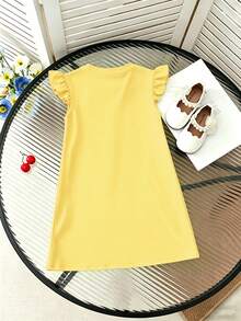 1pc Floral Print Dress For Teenage Girls, Minimalist & Fashionable - Ginger - View 3