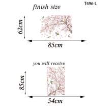 一套樱花飞鸟墙贴 水彩粉色樱花树枝墙贴 适用于卧室客厅 - 彩色 - 查看 7