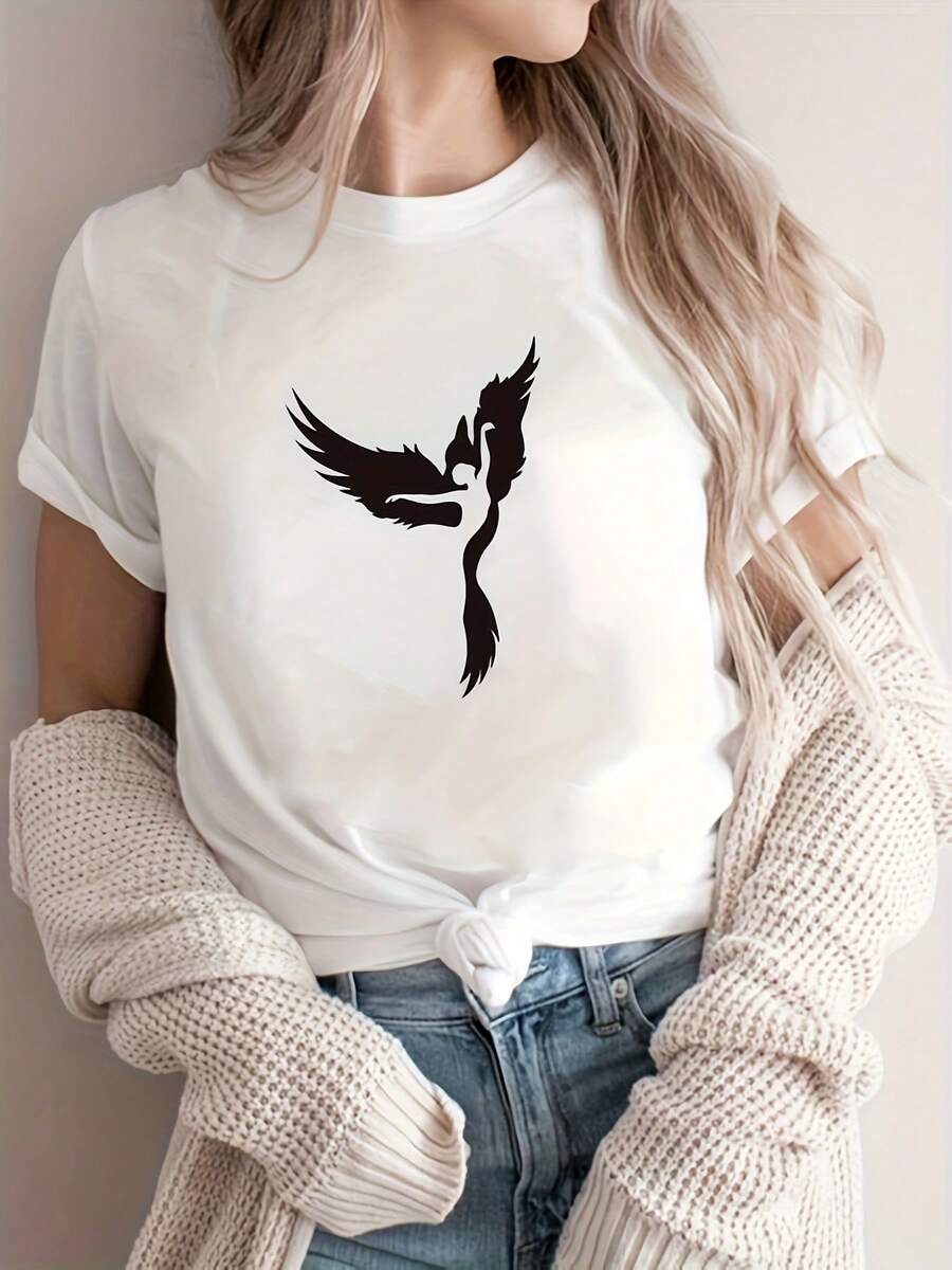 Casual Cartoon T-Shirt - 白色 - 查看 1