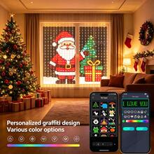 256LED Smart Curtain String Lights, 5.2 FT X5.2FT RGB Color Changing Curtain Lights, Music Sync APP Remote Control USB Powered Smart Curtain Lights, APP Has A Variety Of Built-In Animations To Choose From, Easy To Hook And Install, Suitable For Halloween, Valentine's Day, Christmas, Courtyard, Wedding, Outdoor, Bedroom Decoration; - 5.2FT/256LED - View 1