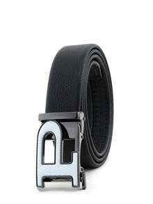 beaytar 1pc Minimalist Letter P Buckle Belt, Multi-Color Options, Exquisite Embossed Leather Men's Waist Belt - Multicolor - View 5
