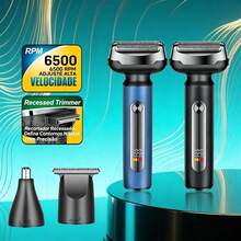 This Men's Electric Shaver Features A Floating Design With Three Curved Blades, A Type-C Interface For Fast Charging And Longer Battery Life, An IPX7 Water Resistance Rating, And Skin-Friendly Blades For A Smooth Shaving Experience. - 顏色隨機 - 查看 7