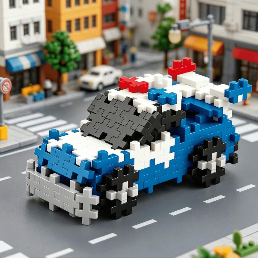 163+件/套 警車/消防車/跑車系列拼裝積木兒童玩具，拼圖組裝積木玩具，兒童拼裝積木玩具套裝，聖誕禮物/萬聖節禮物/節日禮物 - 彩色 - 查看 1