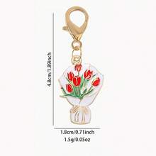 30pcs Red & Pink Flower Keychain Set, Daily Backpack Hanging Decor, Shoe & Boot Accessories, Mother's Day "Mom" Gift, Student Graduation, Wedding, Teacher Gift - Multicolor - View 8