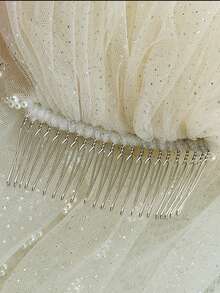 1pc Sparkling Beaded Bridal Veil, Long Trailing Style, Suitable For Beach/Church Wedding, Wedding Veil - Multicolor - View 5