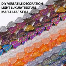 Approx. 65pcs Colorful Maple Leaf Shaped Glass Beads, DIY Jewelry Making Supplies, Spacer Beads - Maple Leaf Beads - View 2