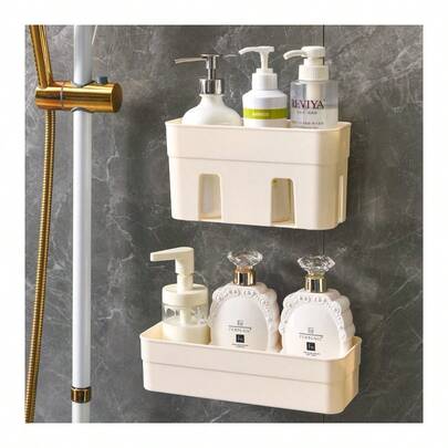Organizador de caja de almacenamiento, estantería de almacenamiento de baño, estantería de pared para lavabo de baño, estantería colgante sin necesidad de perforar la pared