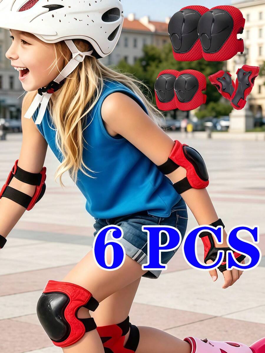 Bộ 6 miếng bảo vệ đầu gối và khuỷu tay cho trẻ em (3-12 tuổi) khi trượt patin, đạp xe, trượt ván, trượt inline và xe scooter. - Nhiều màu - Xem 1